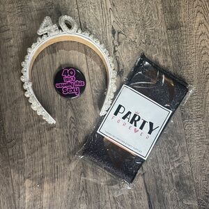 Forever 21 Black Glitter Party Headband with Gold '40' Letters